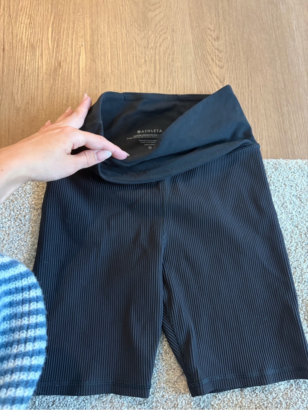 Athleta Black Ribbed High-Waist Bike Shorts